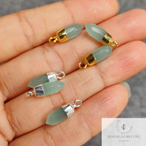 Natural Aquamarine Spike Pendant, Gold/Silver Electroplated Pencil Charm, Healing Pencil Pendant, Mini Pencil Jewelry, Wedding Gift For Her